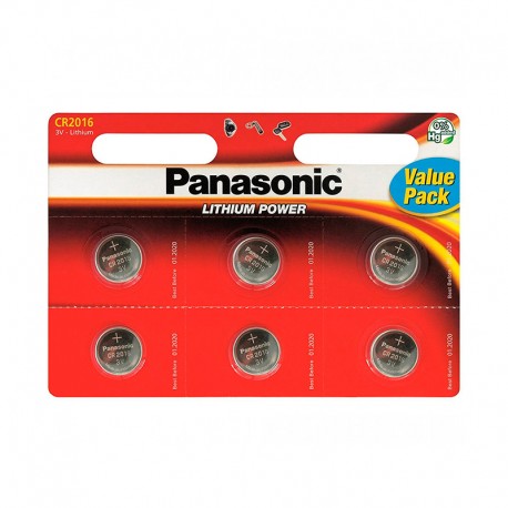 Pilas Panasonic Lithium Power CR2016 Pack 6 UDS