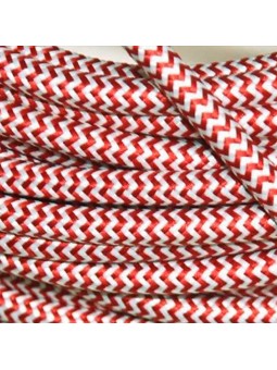 Cable Textil Vintage Rojo/Blanco